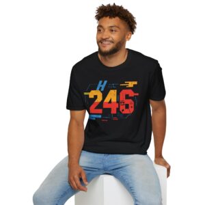 246 Bajan Tech Graphic T-Shirt — Colorful Digital Number Design