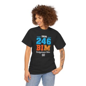 BIM 246 Graphic Tee —  Blue & Orange Stencil Design